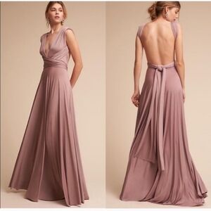 Twobirds Maxi Dress XS/S One Size Multiway Long Strap Luxe Blush Satin Gown